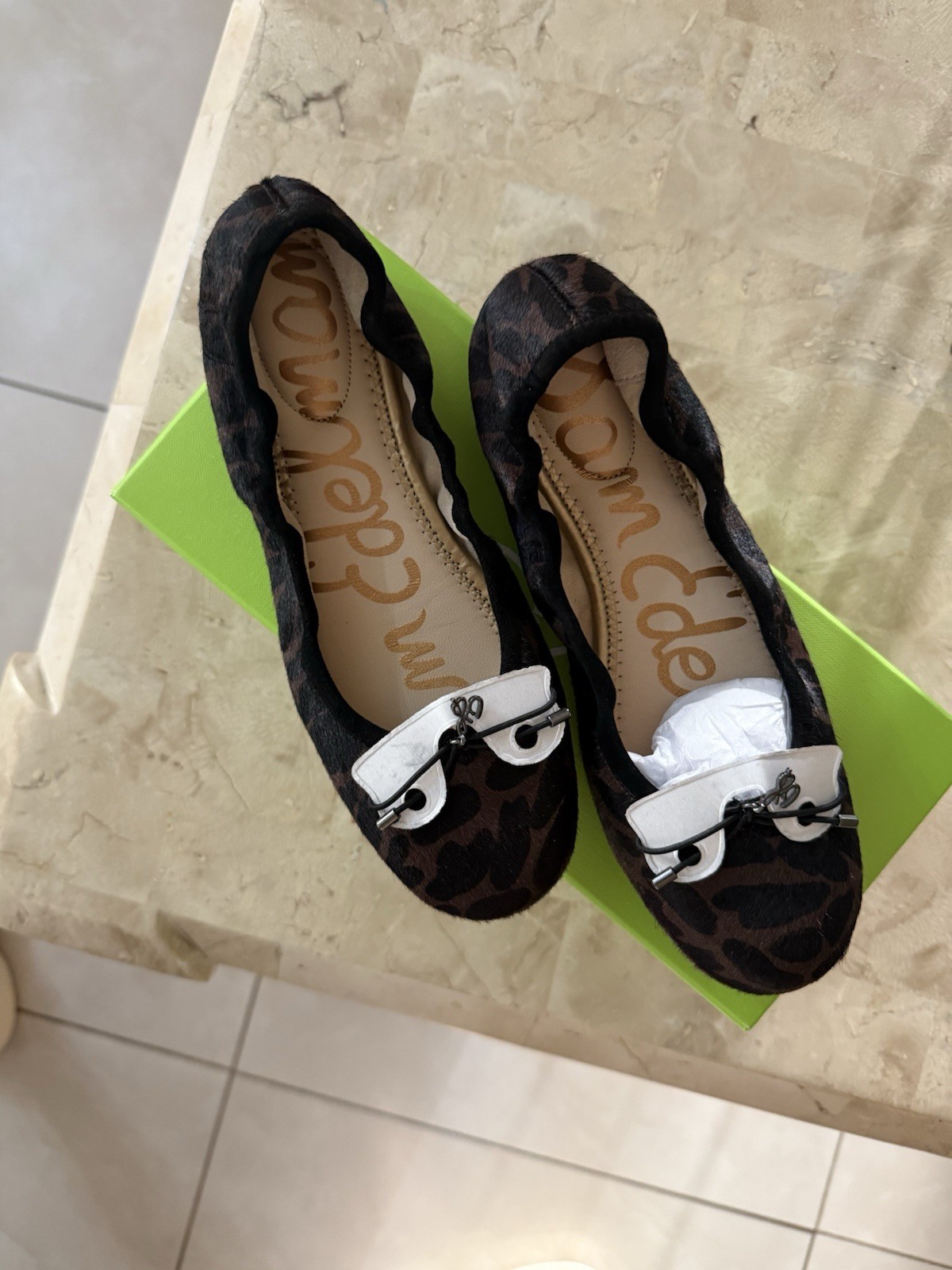 NWT Sam Edelman Felicia Dark Brown Leopard Print Ballerina Flats 6.5