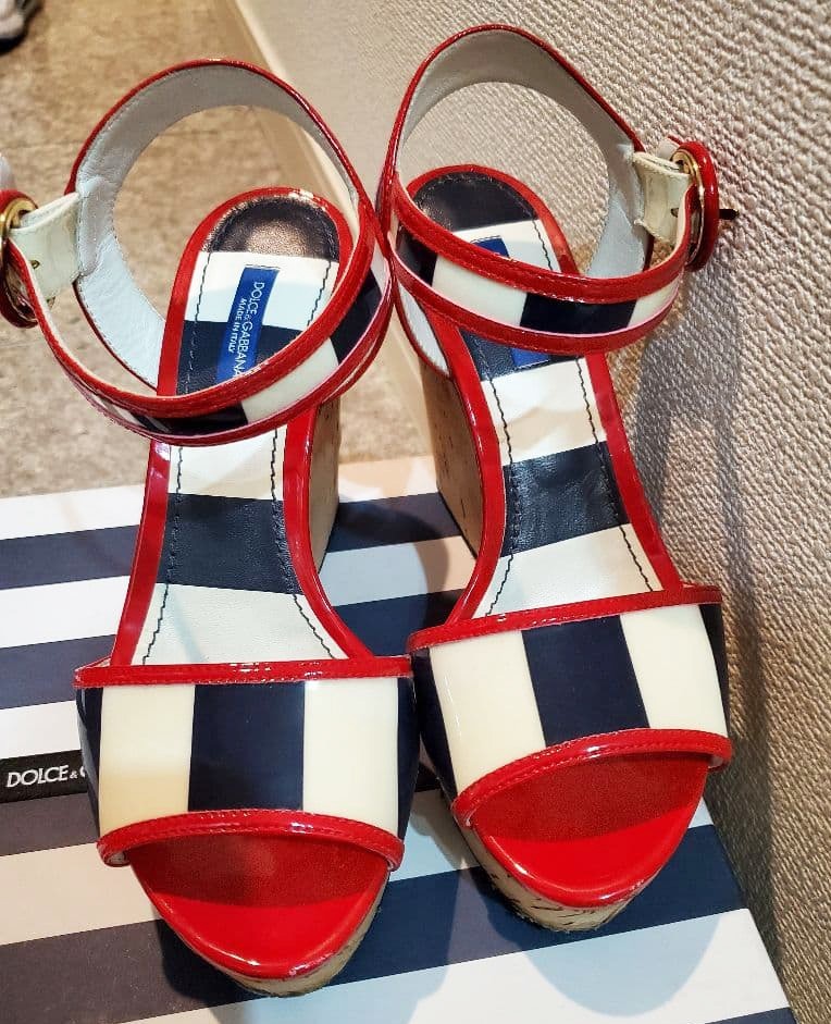 Dolce & Gabbana Anchor Logo Wedge Heels Sandal Women’s Size EU36 / US6 With Box