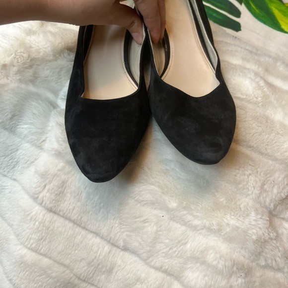 Cole Haan 9B Black Faded Suede Block Preppy City Work Round Toe NYC Classy Heels