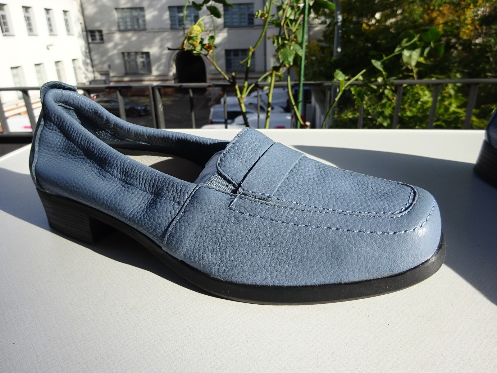 Vitaform women’s ballet flats leather deerskin rubber edge blue Germany size 38 H New