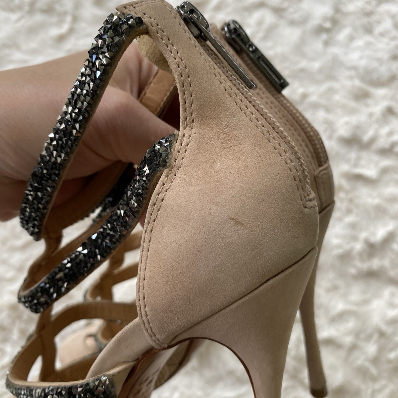 Schutz Nubuck Bellini Bling Stilettos Heels Size 7 Wedding Party Cocktail Formal