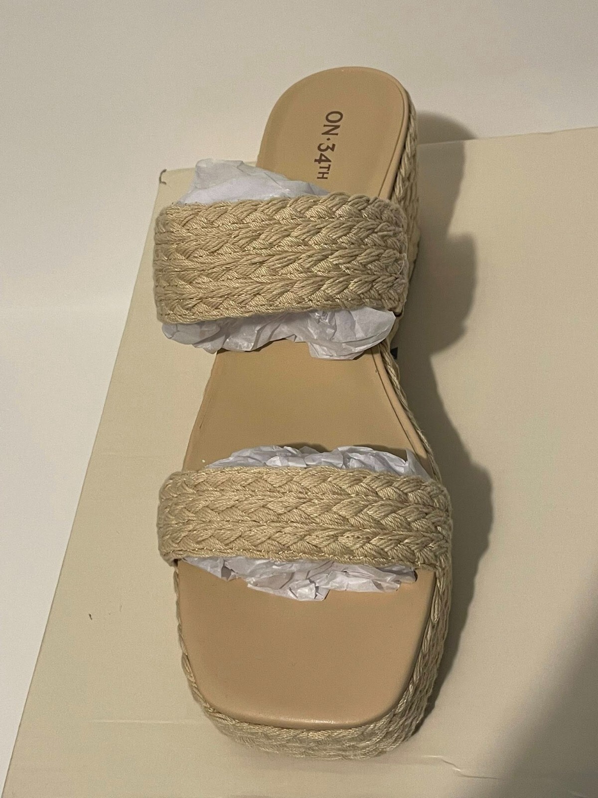 On 34th Women’s Size 12M Norinarf Natural Beige Platform Slide Sandals New