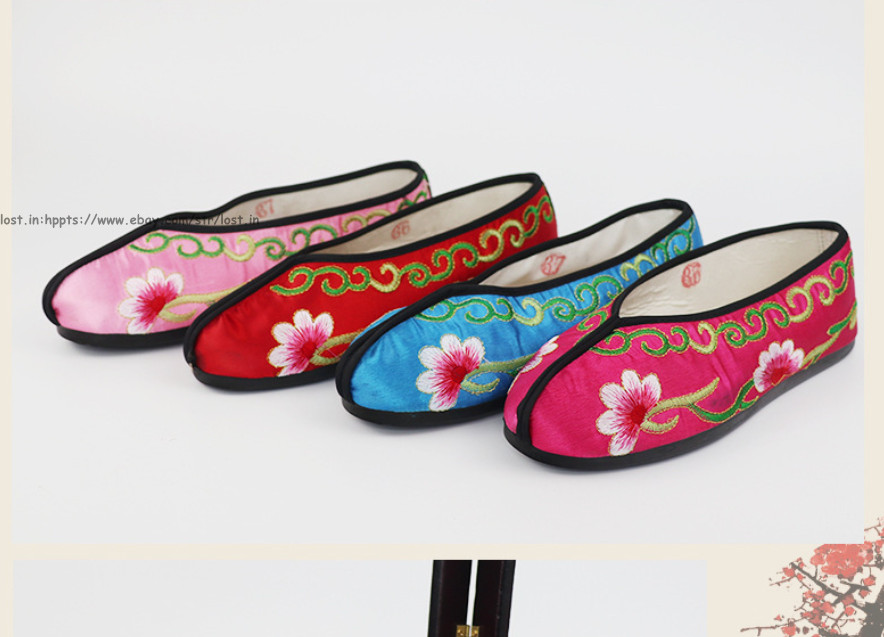 Men Women Chinese Embroidered Flats Opera Peking Opera Performance Floral Shoes