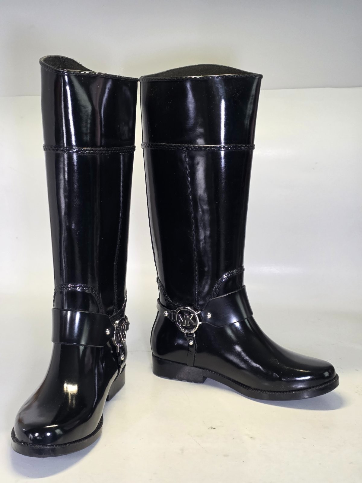 Michael Kors MK Women’s Rain Boots Size 6 M Black Tall Waterproof Rubber Riding
