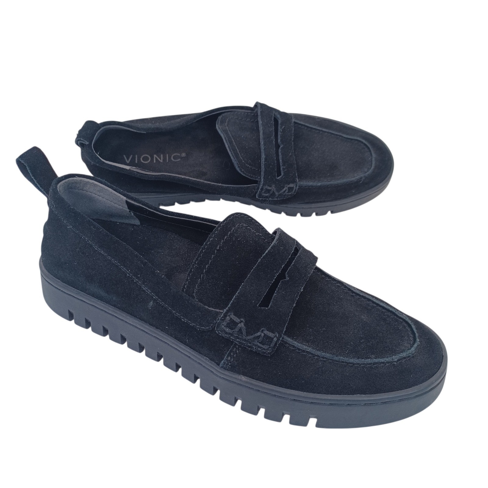 Vionic Uptown Black Suede Loafer Slip On Shoes Women Size 6