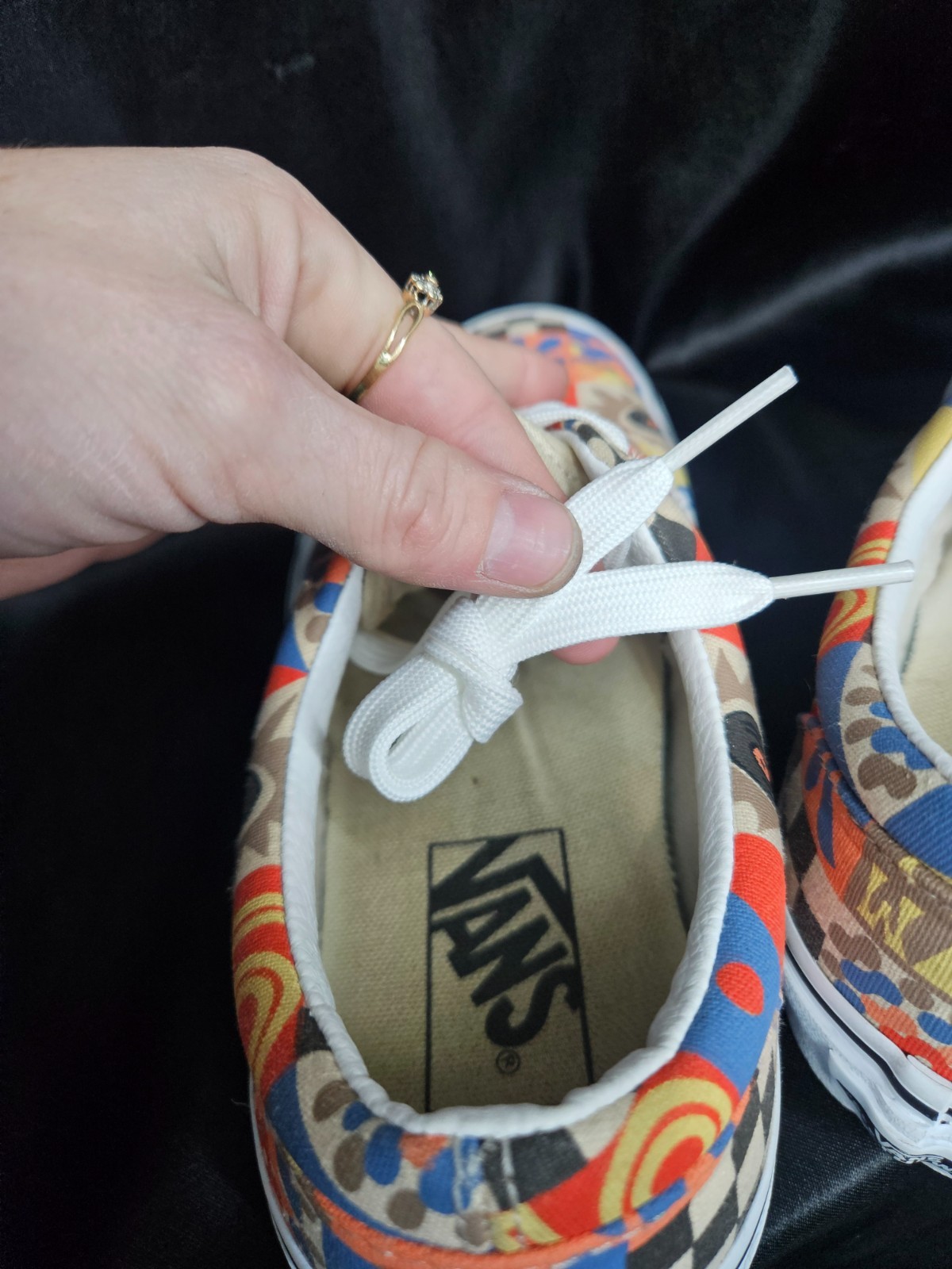 Vans Era Camp Positive Blue Orange Patchwork Sneakers Mens 6 Womens 7.5 NLIP