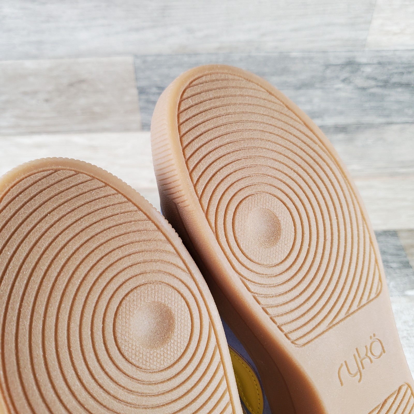 Ryka Viv Next Womens Shoes Sz 6.5 M Running Blue Yellow Suede Lace Up Sneakers