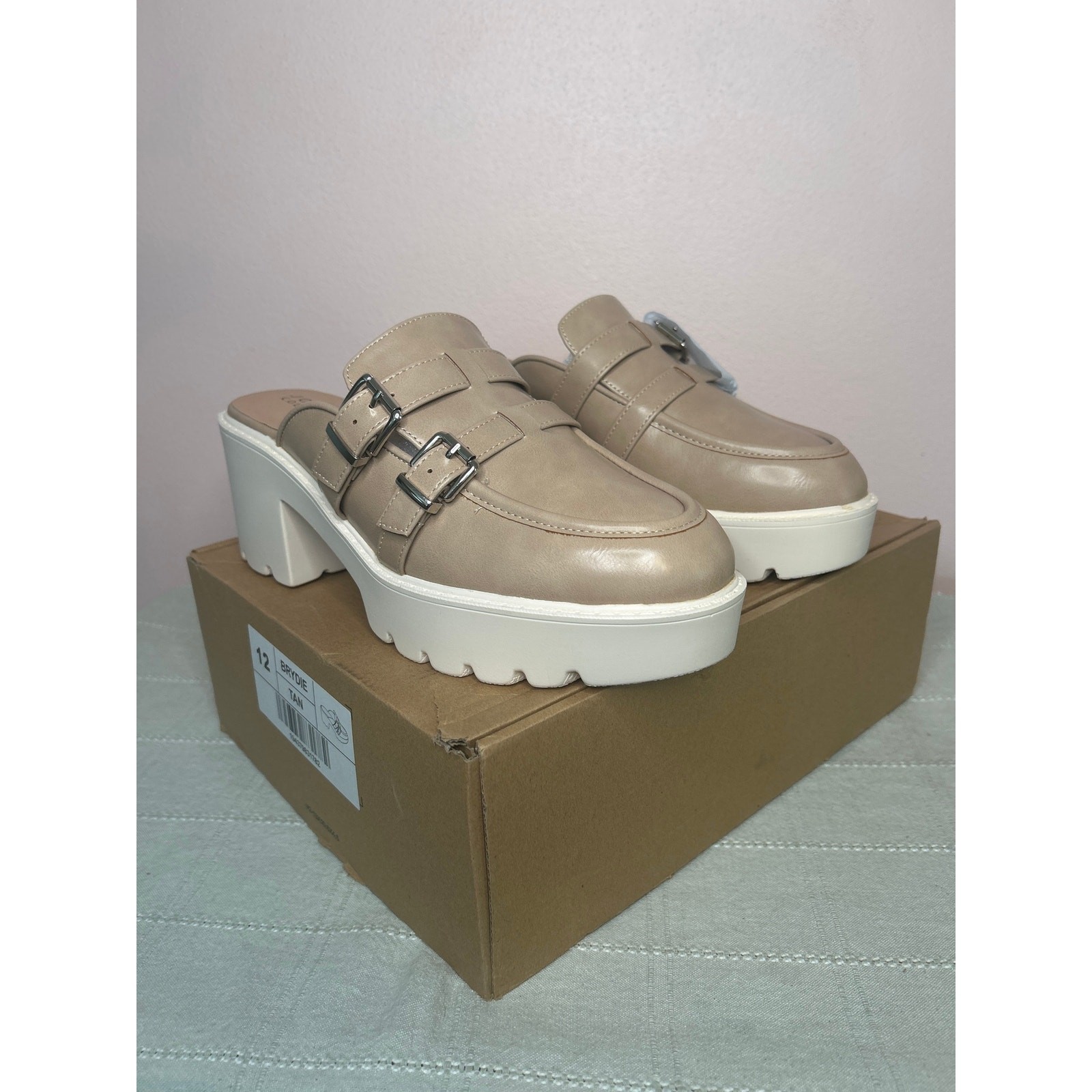 Journee Collection Brydie Women’s Tan Platform Mule Pump Tru Comfort Foam Sz 12