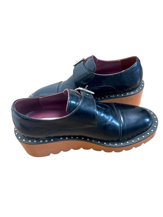 Stella McCartney ODETTE Black Platform derby Leather slip on loafers shoes 36 /6