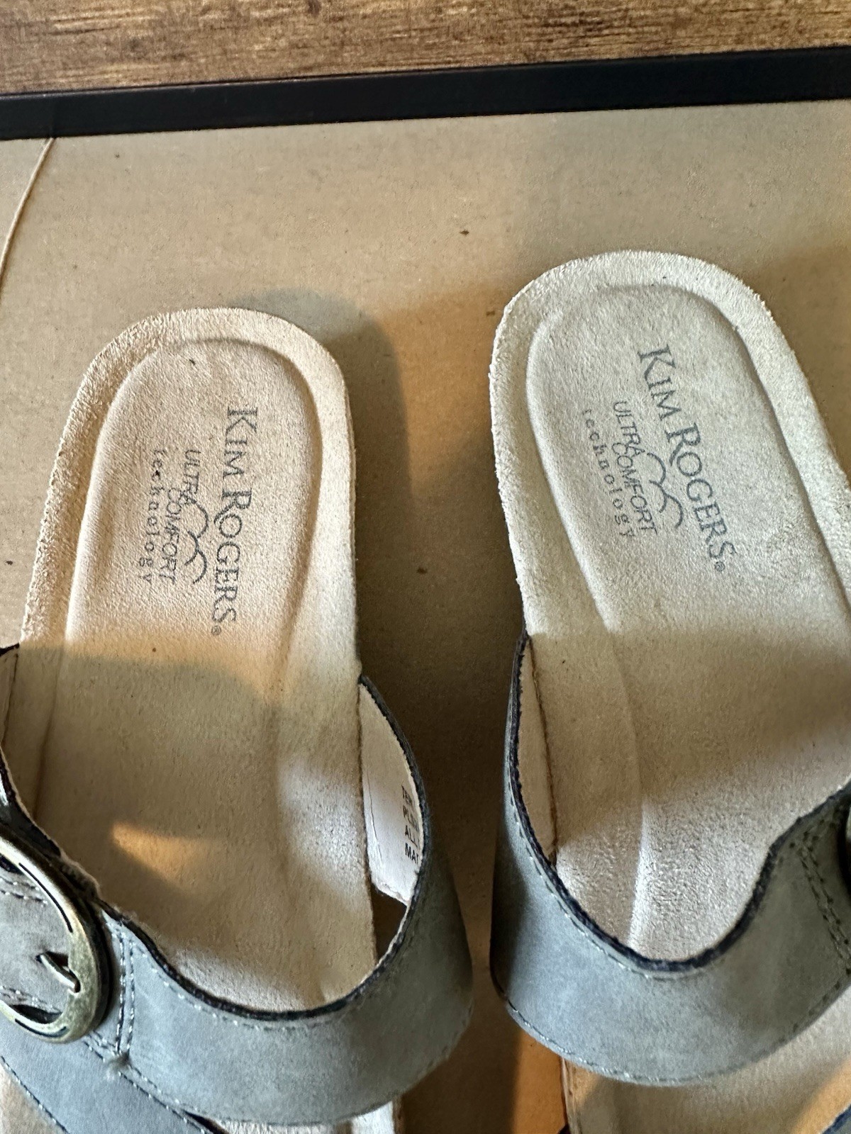 Kim Rogers Ultra Comfort 8.5 Women’s Leather Slide Sandals Gray Buckle