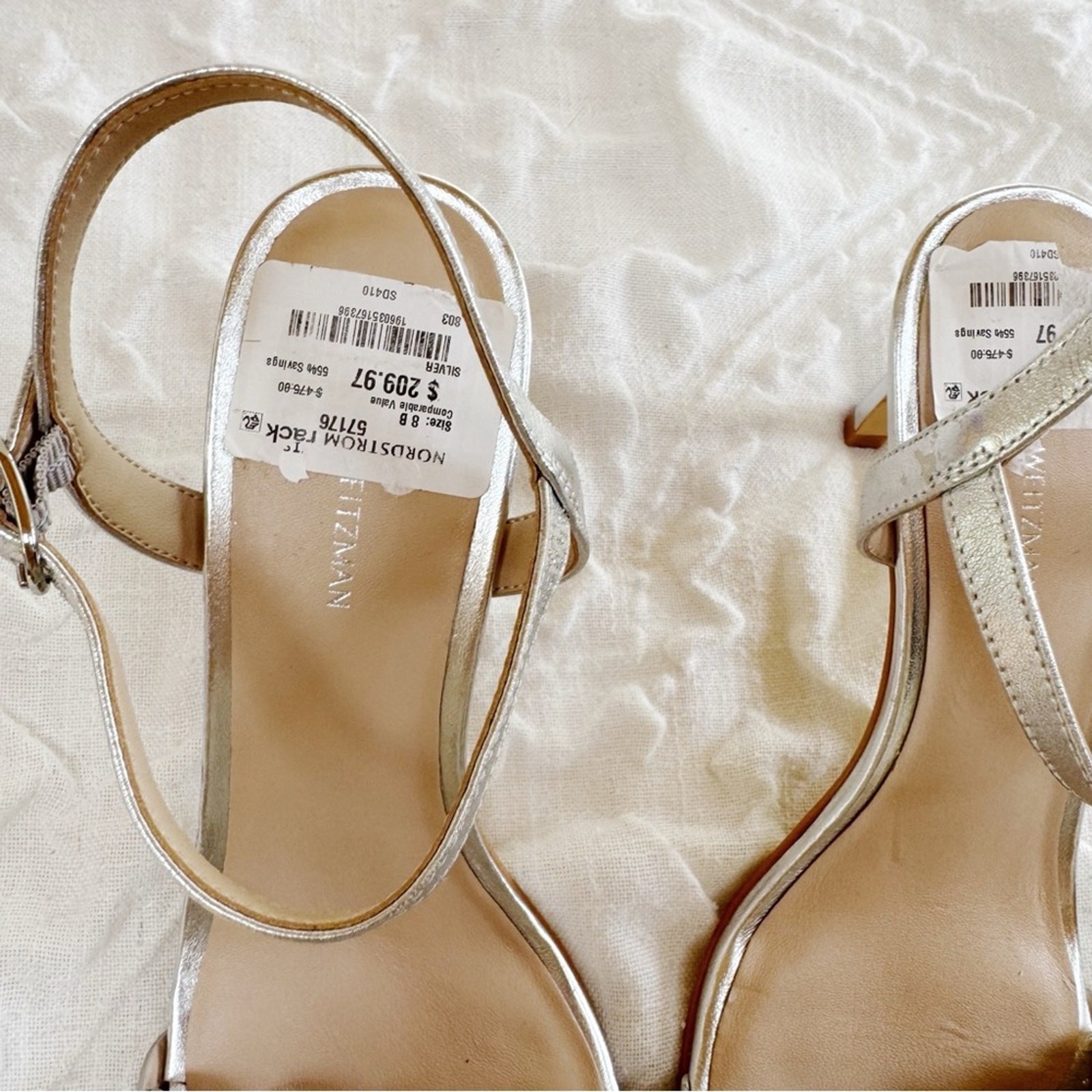 Stuart Weitzman Dancer Twistie 100 Leather Sandal In Silver