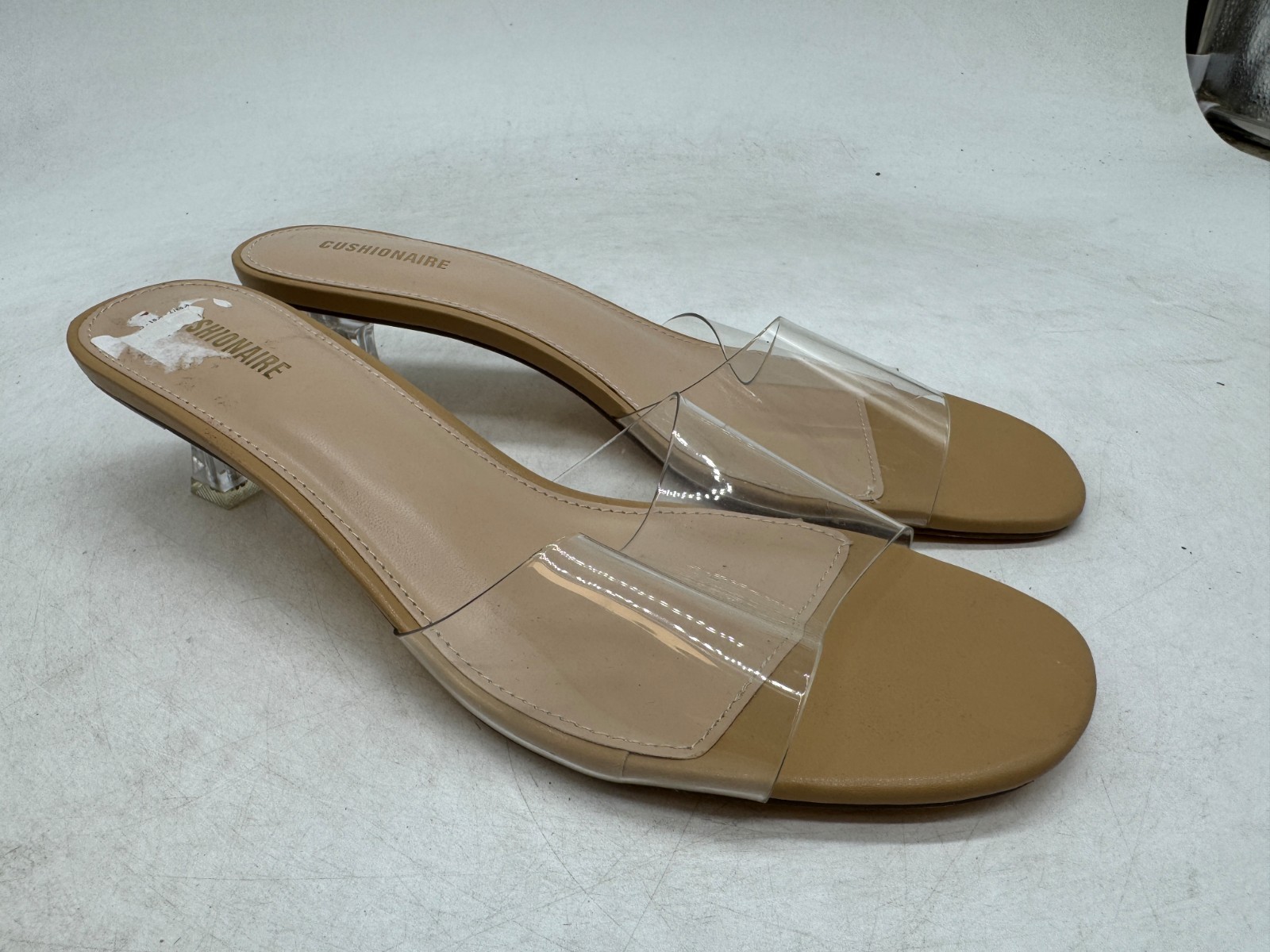 Cushionaire Doral Kitten Heel Sandals Women’s Clear Strap Comfort Slip On – 9