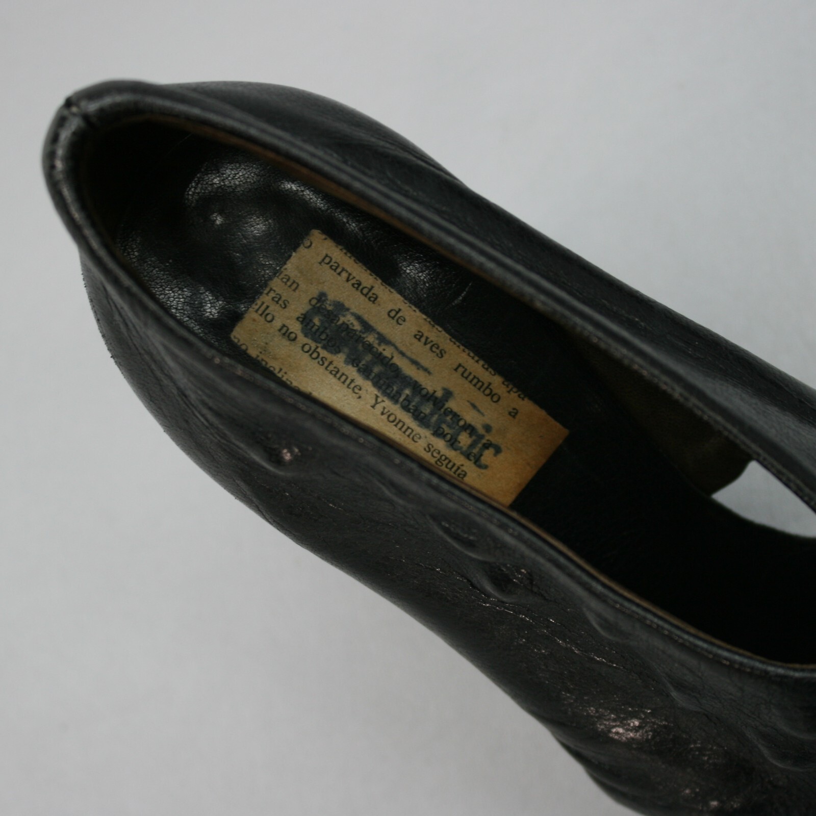 Munoz Vrandecic Ladies 39 (8.5) Black Leather Wood Platform 4.25″ Heels Shoes