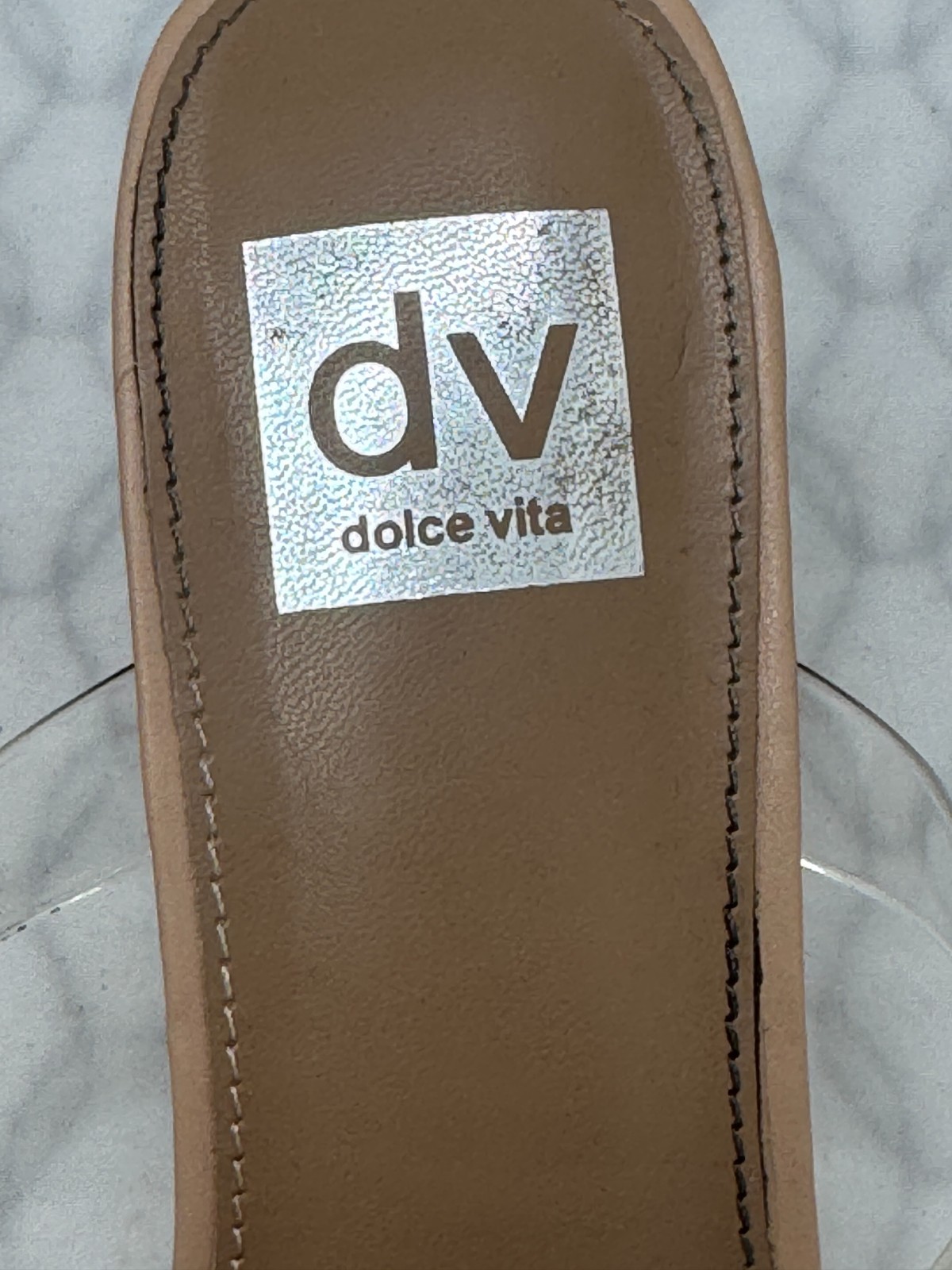 Dolce Vita Yorke Mule Womens US 9 Nude Clear Strap Block Heel Slip On Shoes