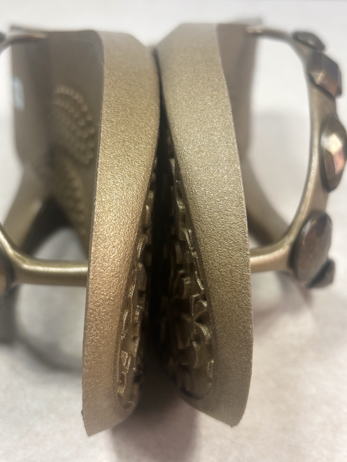Oka B Alexa Jeweled Wedge Sandal Bronze Metallic Heel Flip Flop Womens S 25036