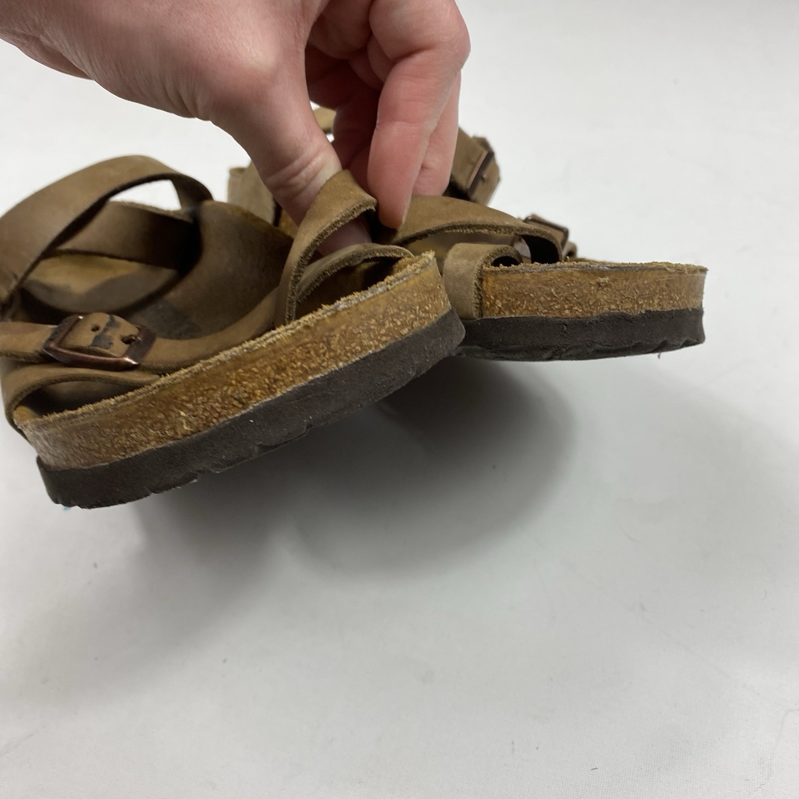Birkenstock Yara Sandals Size 37 Oiled Leather Ankle Strap Brown Made In Germany