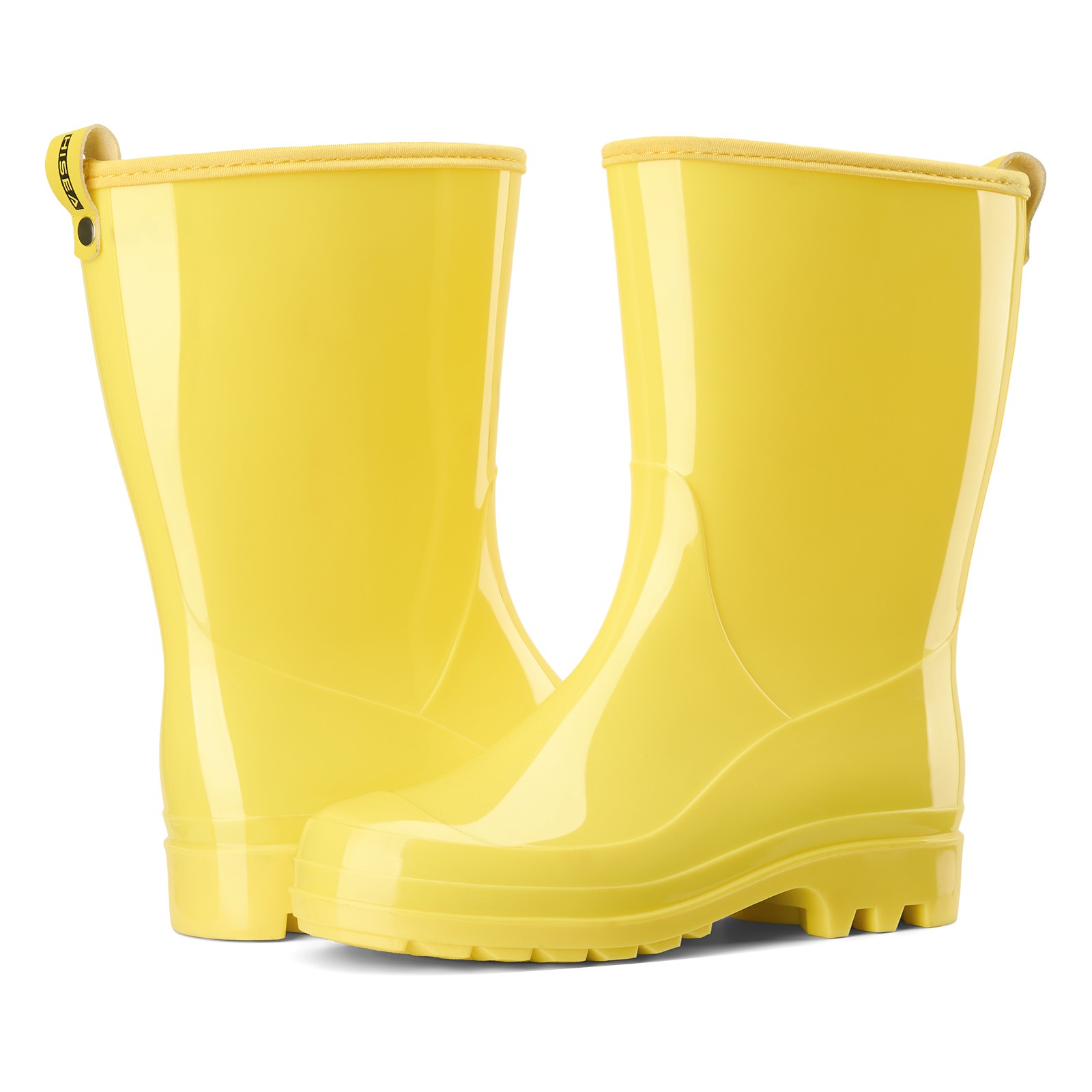 HISEA Women Waterproof Rain Boots Glossy Mid-Calf Wellies Non-Slip Garden Shoes