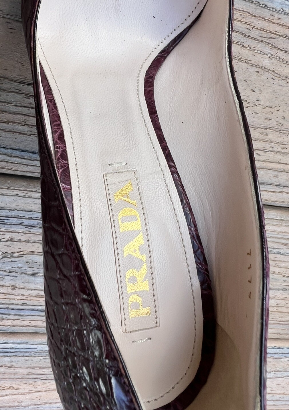 Prada Red Textured Leather Platform Semi Pointed Toe Slim Heel Pumps size 38