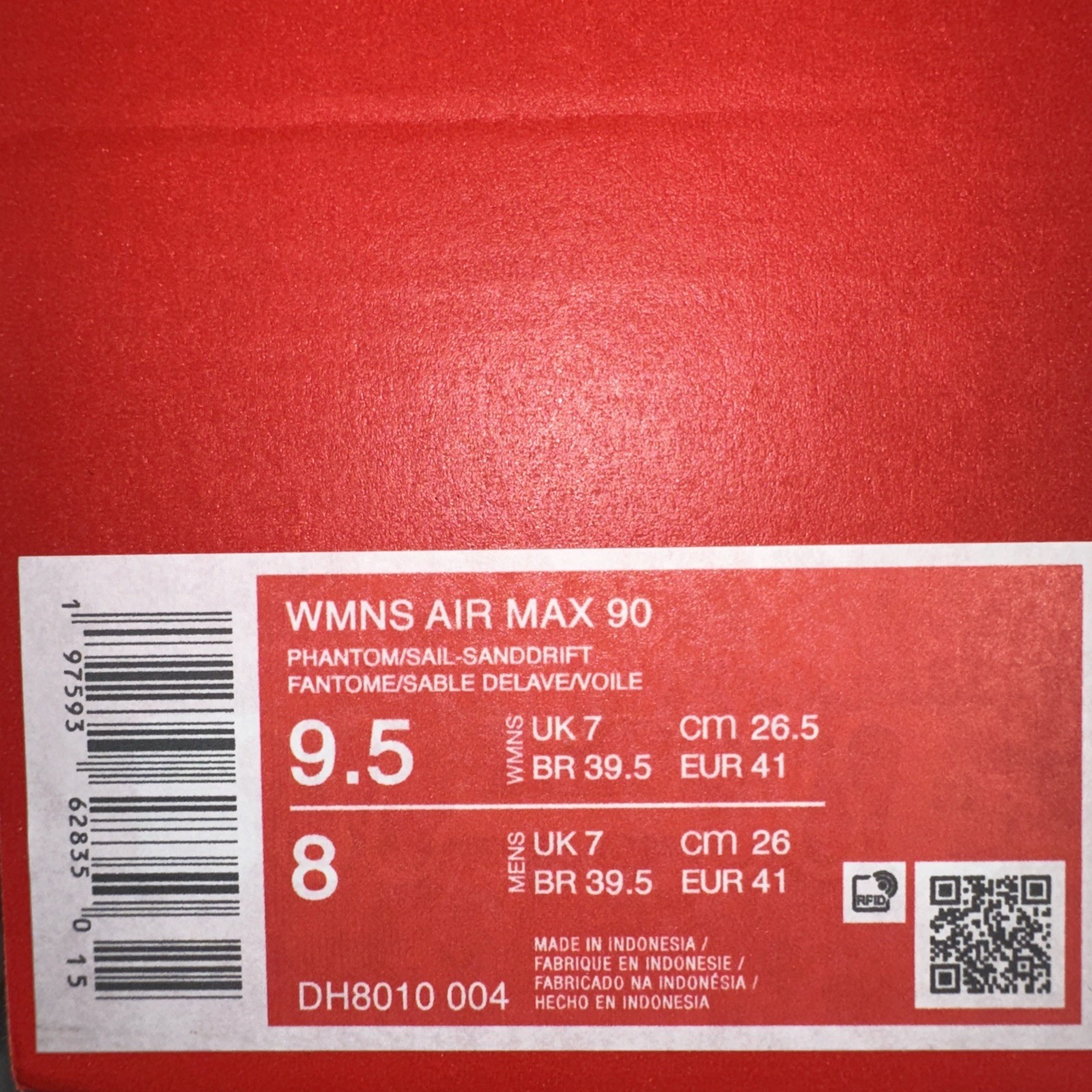 Nike Women’s Size 9.5 Air Max 90 (DH8010 004) Phantom/Sail-Sanddrift Running