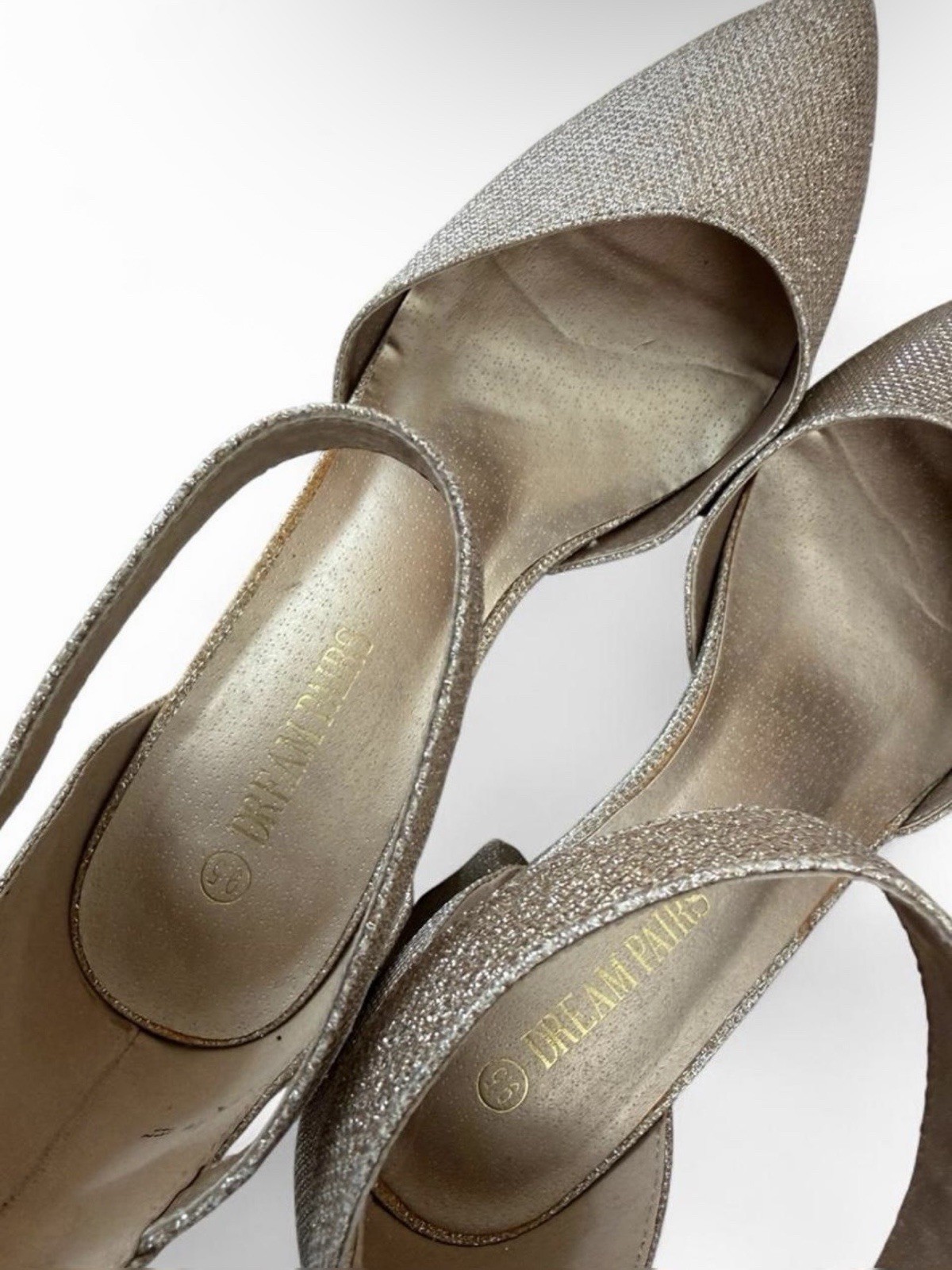 Dream Pairs Women’s US 9.5 Silver Glitter D’Orsay Ankle Strap Pointed Toe