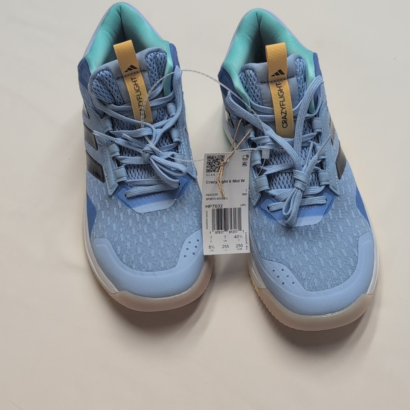 adidas Crazyflight 6 Mid Women’s Indoor Volleyball Glow Blue, Sz 8 1/2. HP7032