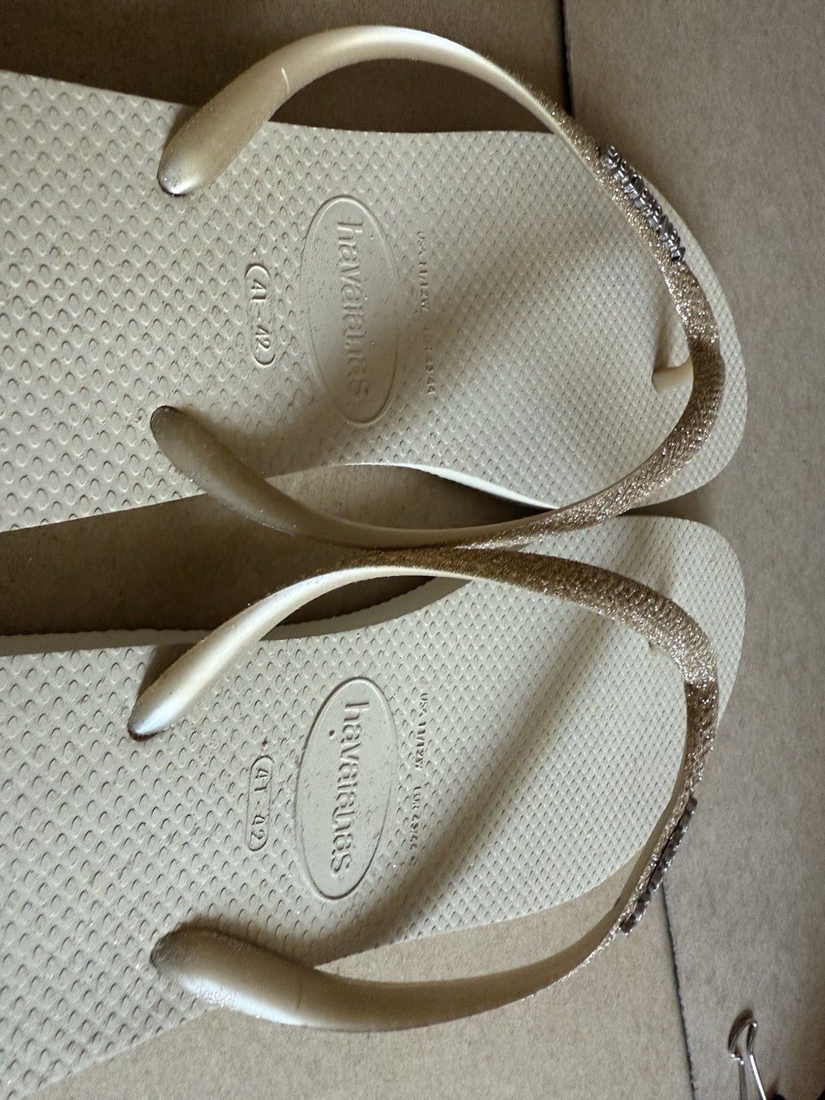 Havaianas Slim Iridescent Golden Sand w/Matching Gold Straps EU41-42 – NEW