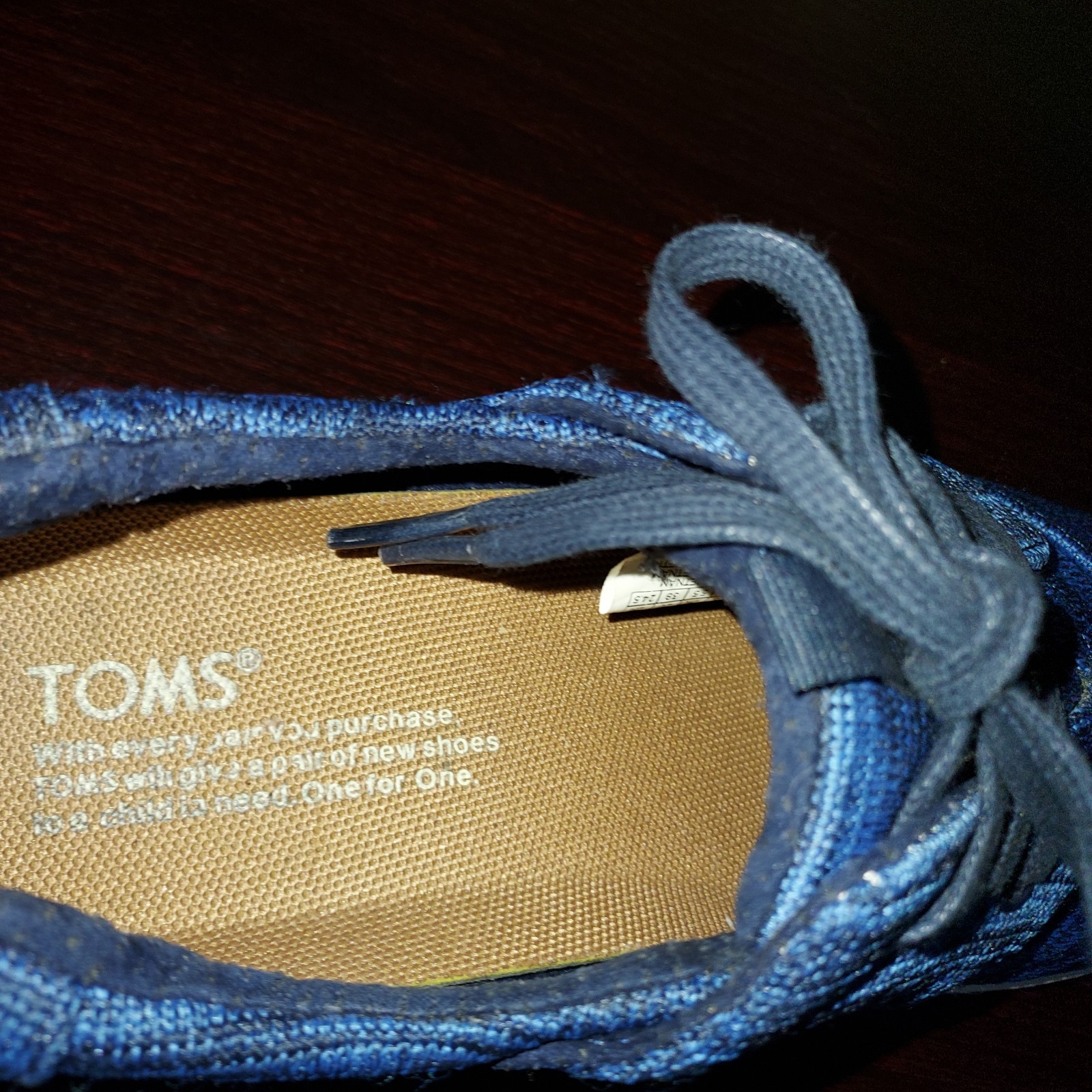 TOMS Women’s Sneakers 7.5M Lace Up Canvas Del Rey Comfort Walking Shoes Blue