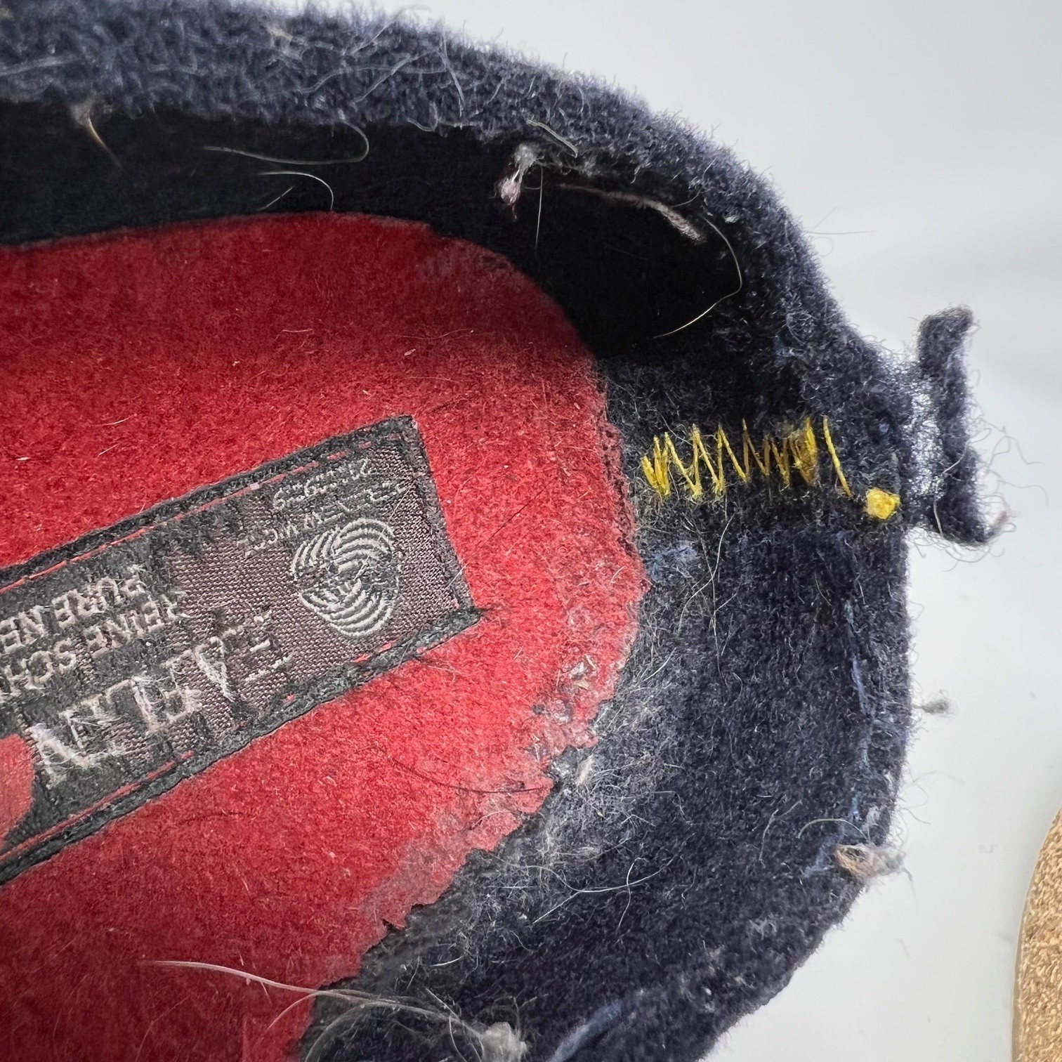 Haflinger Love Wool Felt Clogs Slippers Navy Red Script Womens 38 Size 7 READ