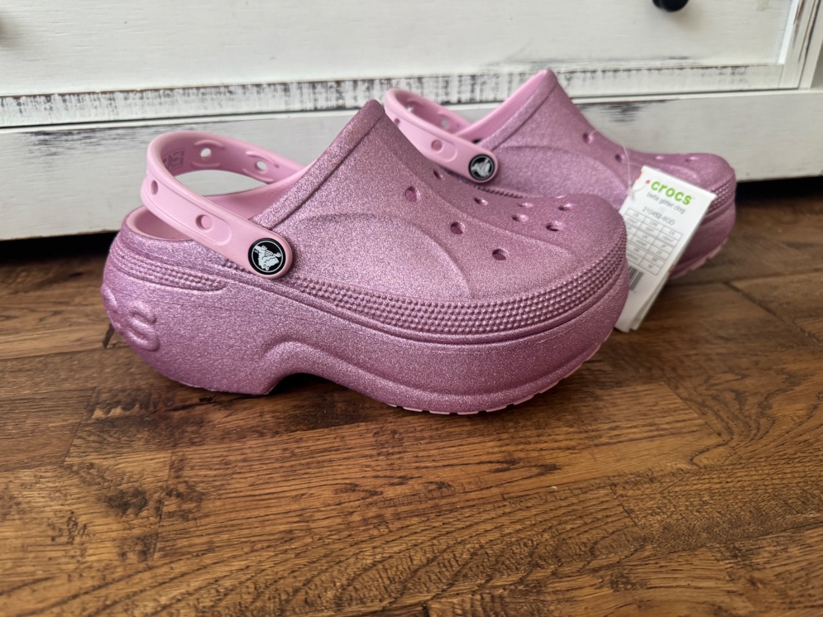 Crocs Bella Glitter Platform Clogs Pink Shimmer NWT Women’s Size 7